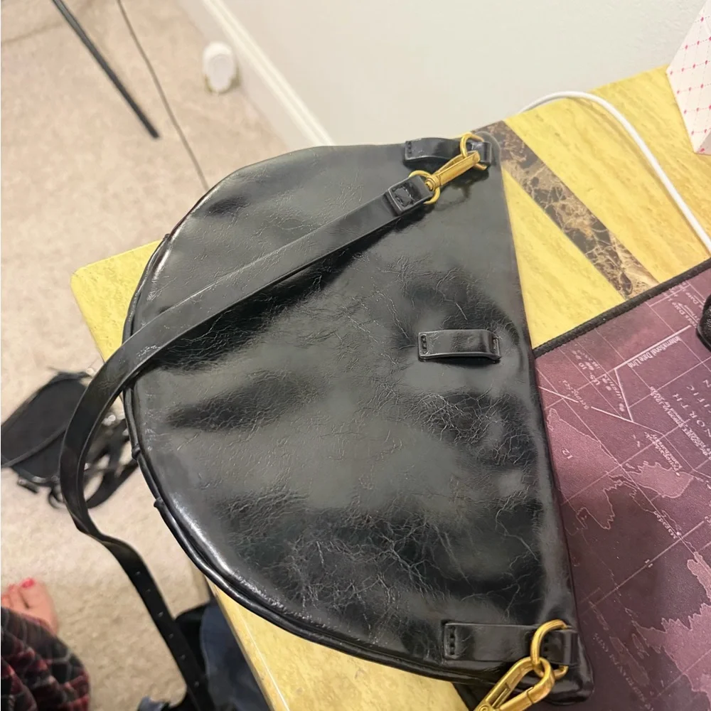 Anthropologie Black Crossbody Bag with Gold Accents - Picture 5 of 5